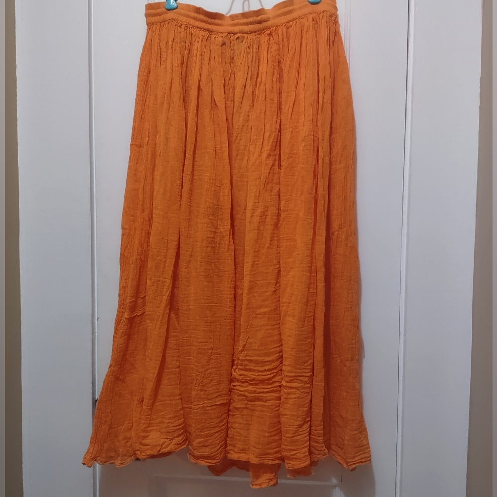 Orange Boho Indian Cotton Skirt OSFA